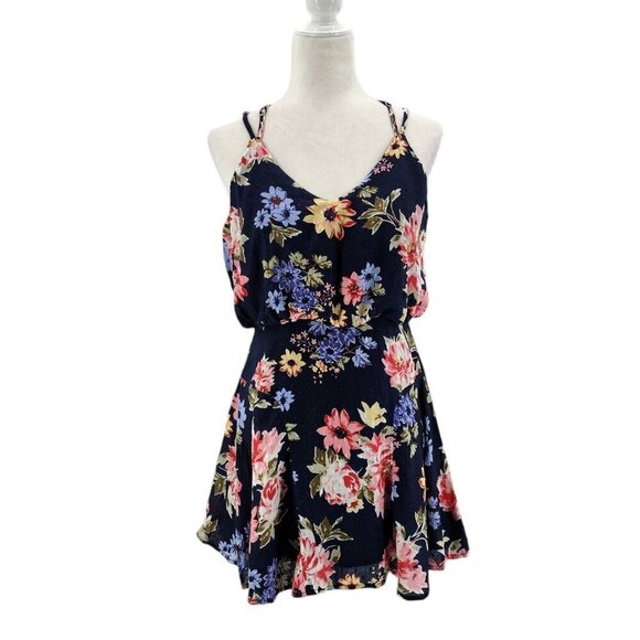 NWT Lulus Bouquet of Blooms Navy Floral Print Clip Dot Mini Dress Womens Small - Picture 1 of 10